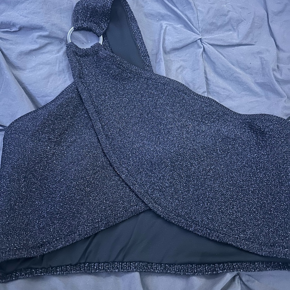 House of Harlow 1960 Shimmering Gray Halter Bralette size XS